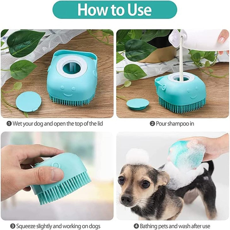 Soft pet grooming brush for baths