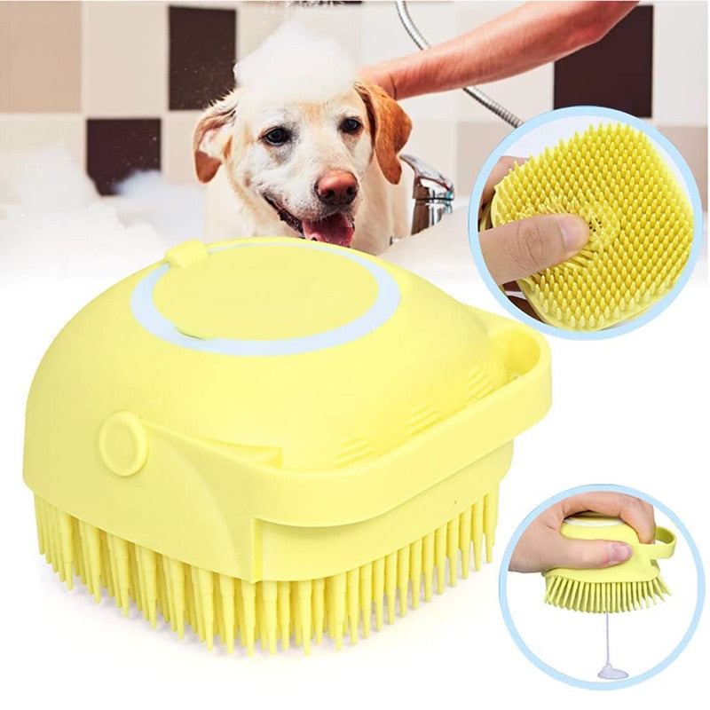 Soft pet grooming brush for baths