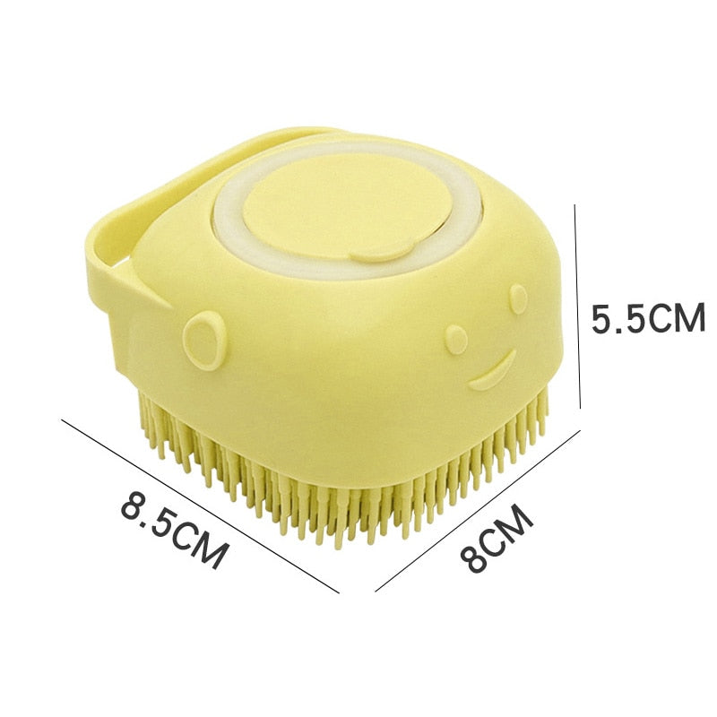 Soft pet grooming brush for baths