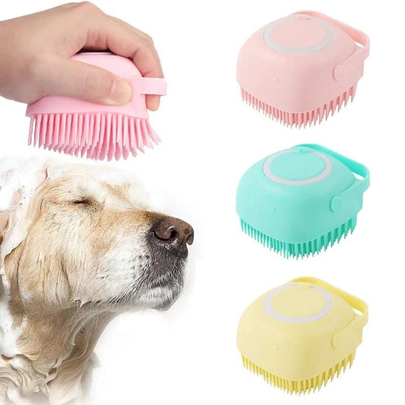 Soft pet grooming brush for baths