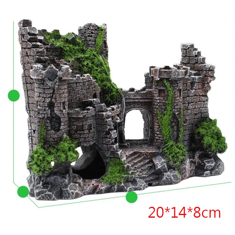 Abandoned castle decoration for aquariums