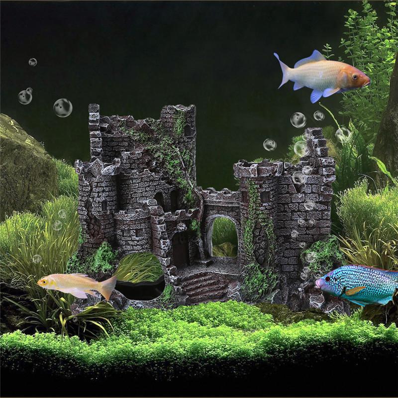 Abandoned castle decoration for aquariums