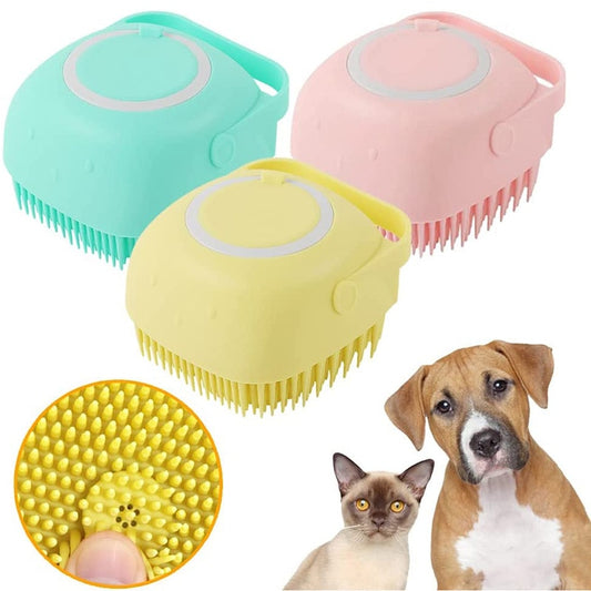 Soft pet grooming brush for baths