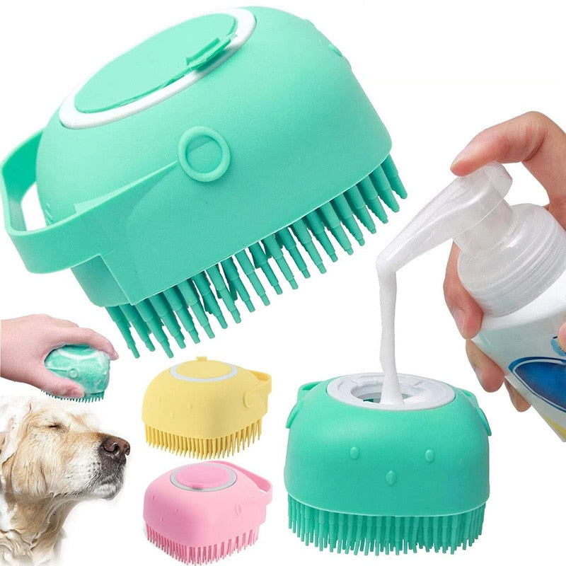 Soft pet grooming brush for baths