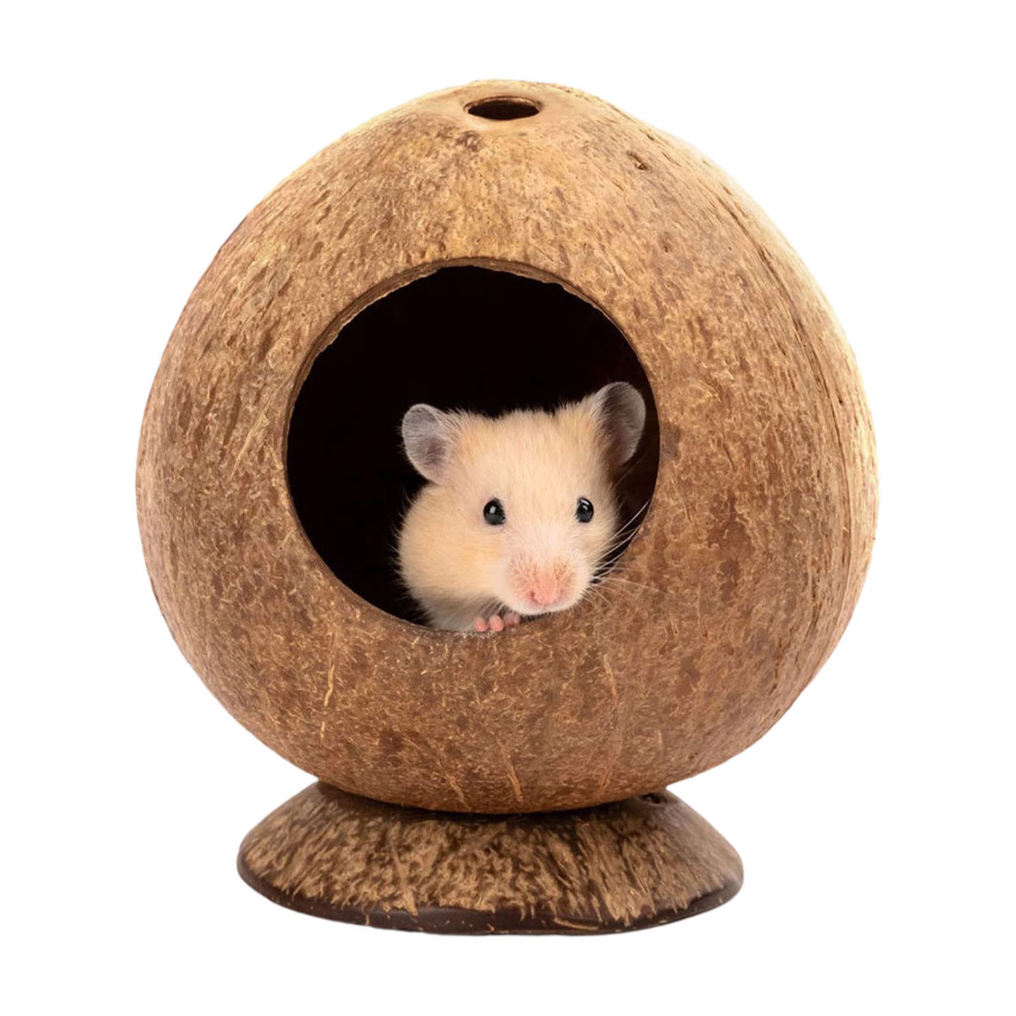 Coconut styled hiding spot for hamsters