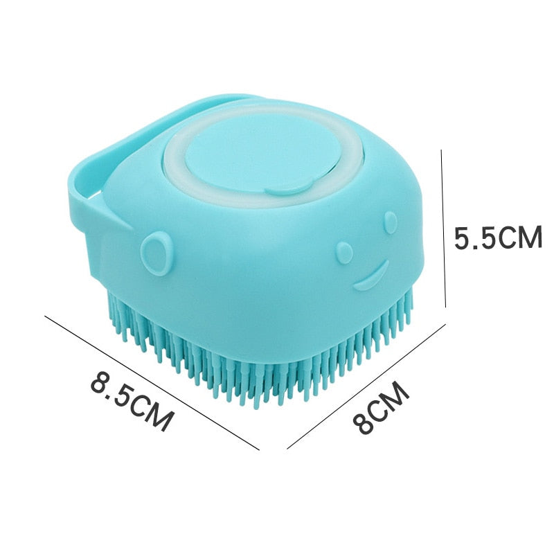 Soft pet grooming brush for baths